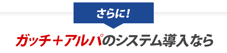 さらに！ガッチ＋アルパのシステム導入なら